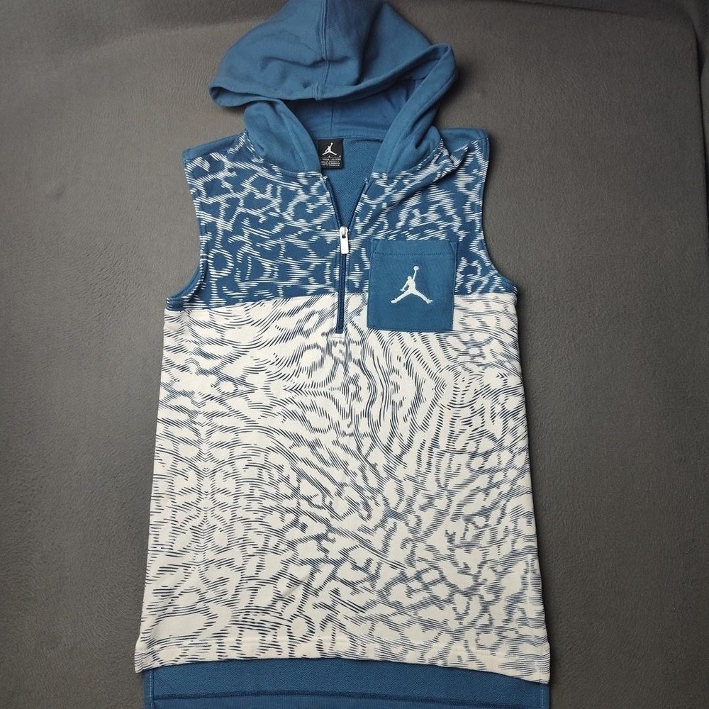 Jordan Sleeveless Hoodie Youth Large 12-13 Pullover Vest Athletic Elephant Print